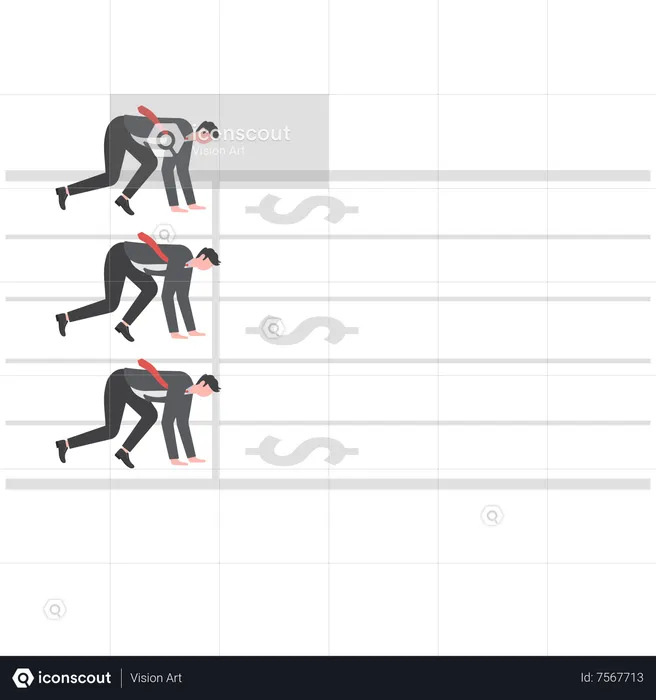 Businessman standing ready for run sprint competition  Illustration