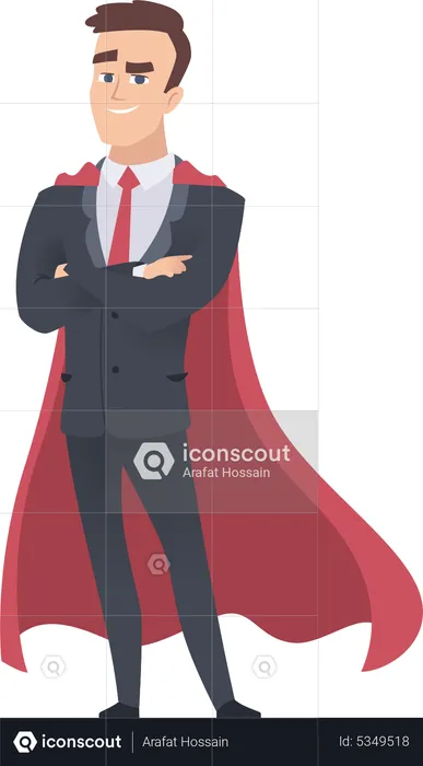 Businessman standing wearing cape  Illustration