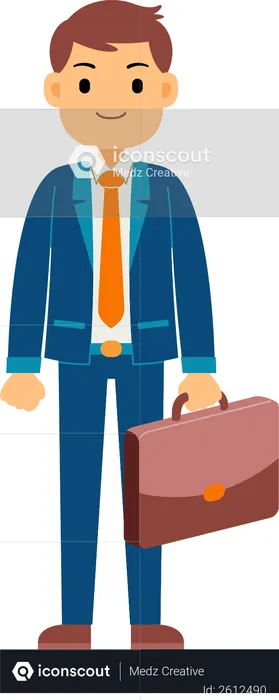 Businessman standing with briefcase  Illustration