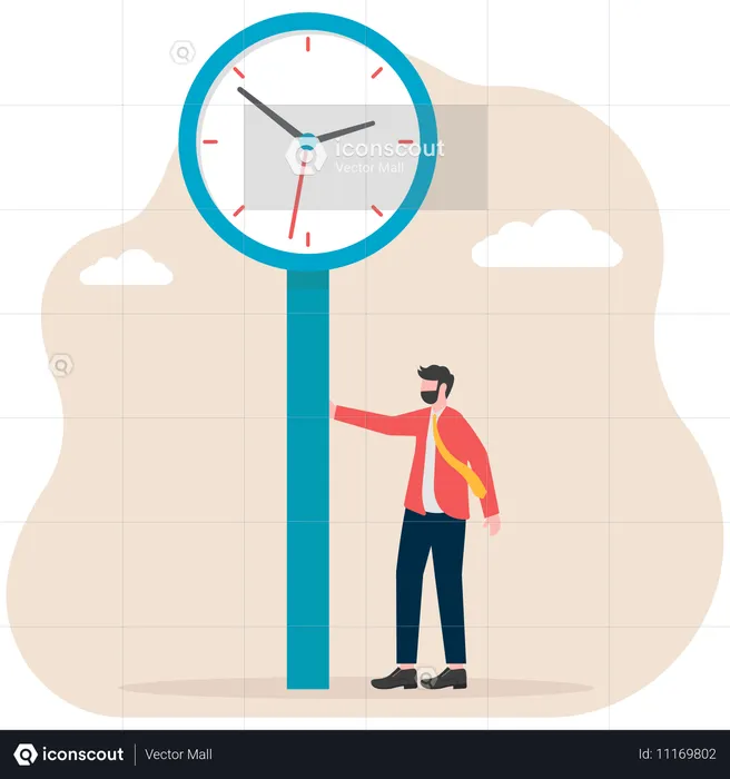 Businessman standing with clock  Illustration