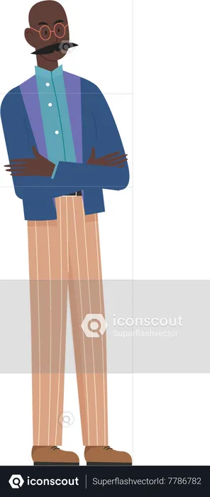 Businessman standing with cross hands  Illustration