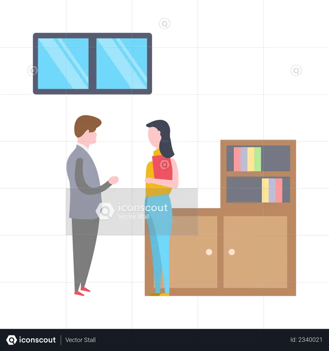 Businessman standing with her secretory  Illustration