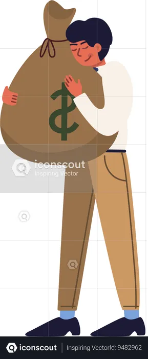 Businessman standing with money bag  Illustration