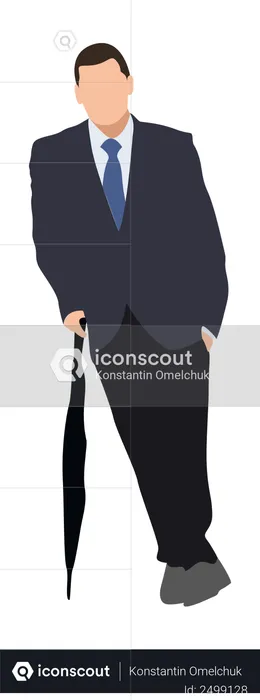 Businessman standing with umbrella  Illustration