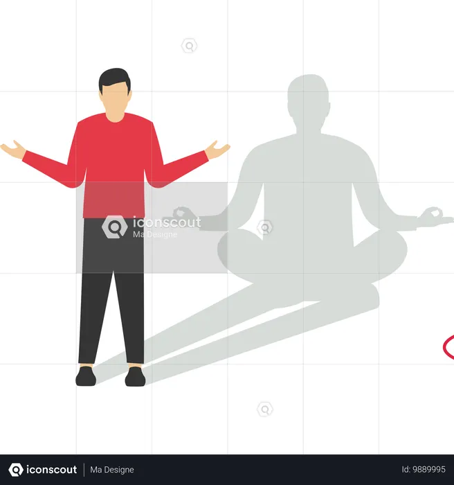 Businessman standing with yoga shadow  Illustration