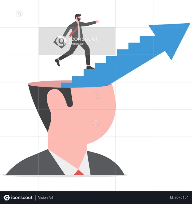 Businessman start climbing stair for successful career achievement on head business  Illustration