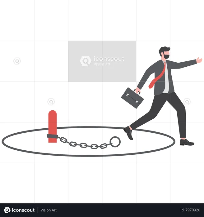 Businessman step out of comfort circle for freedom for new success  Illustration
