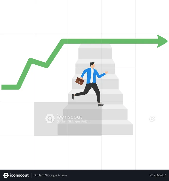 Businessman stepping down stair from job that stop growing  Illustration