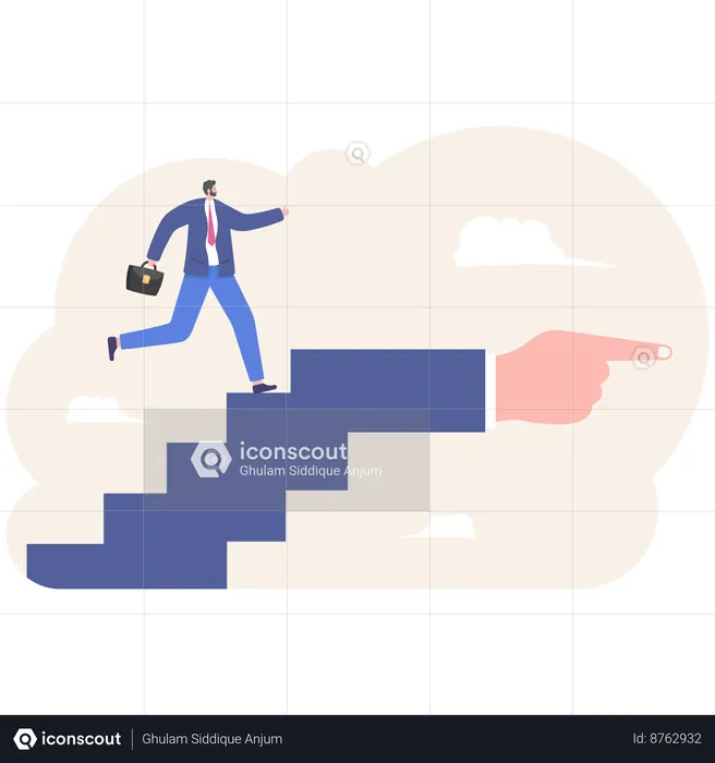 Businessman stepping with the help success career  Illustration