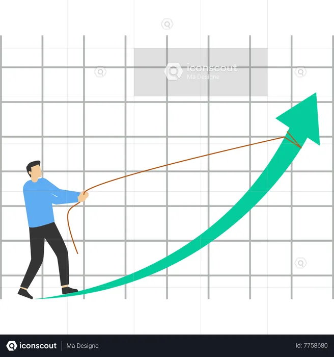 Businessman stop falling graph  Illustration
