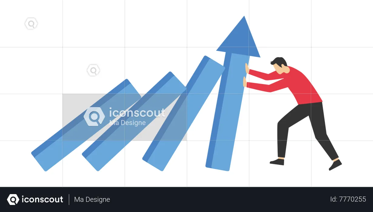 Businessman stop the domino effect  Illustration