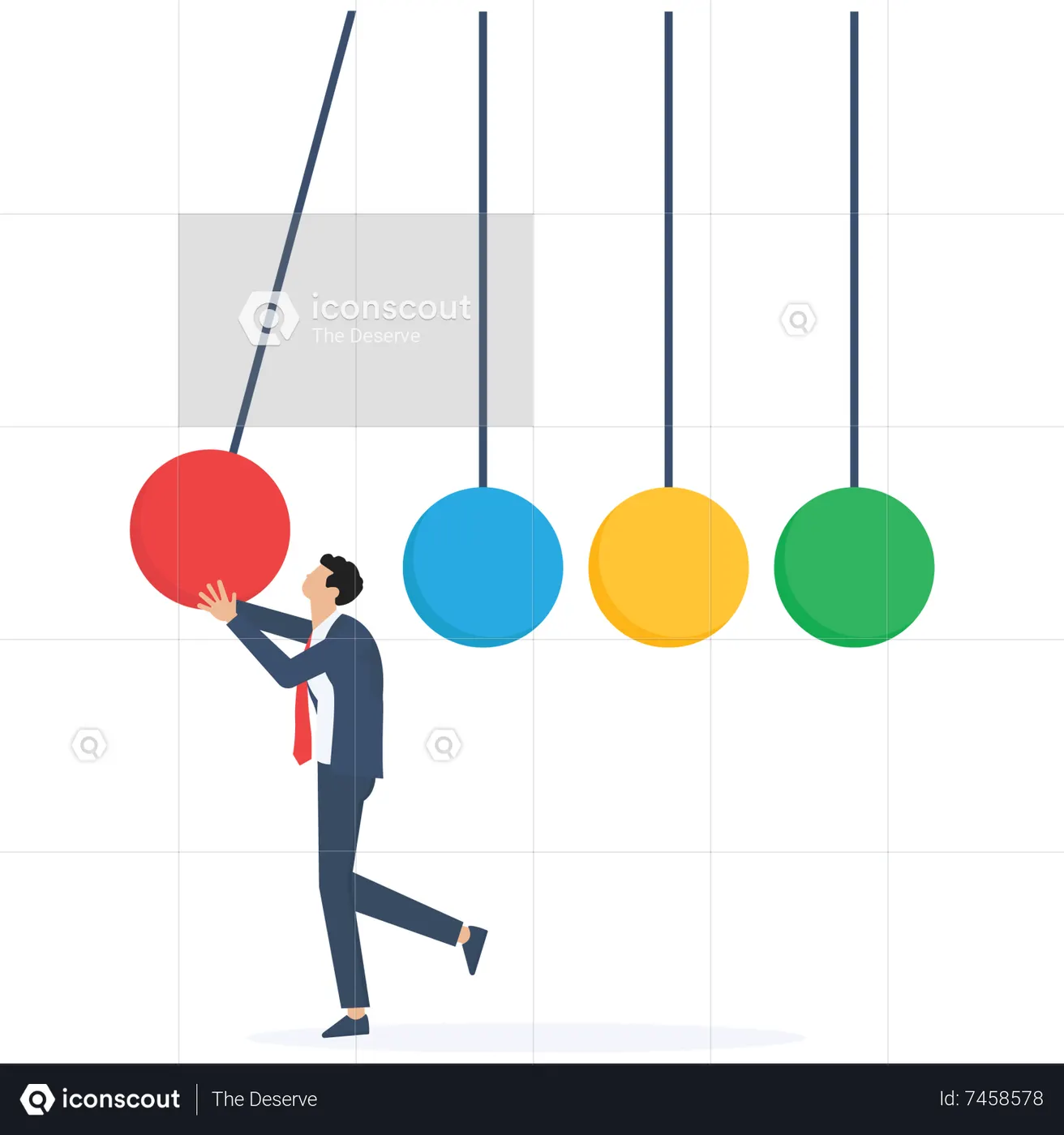 Best Businessman stopping newton cradle effect Illustration download in