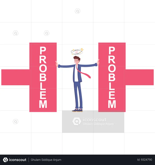 Businessman stress pressured by double problem  Illustration