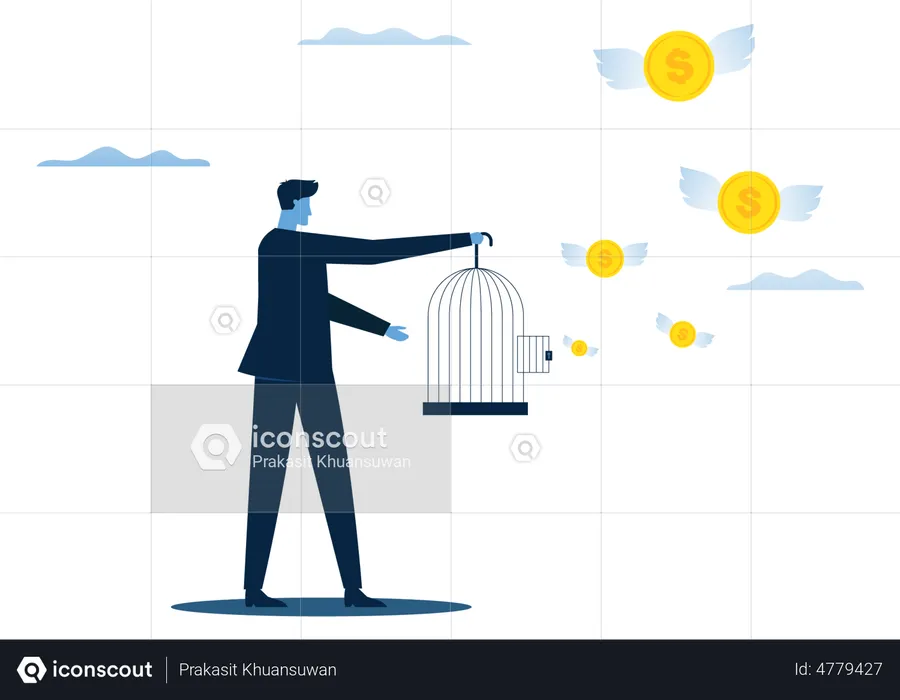 Businessman struggling with capital outflows that disrupt business operations  Illustration