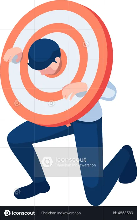 Businessman stuck withing target  Illustration
