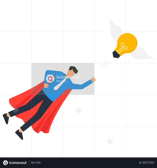 Businessman superhero catching creative idea  Illustration