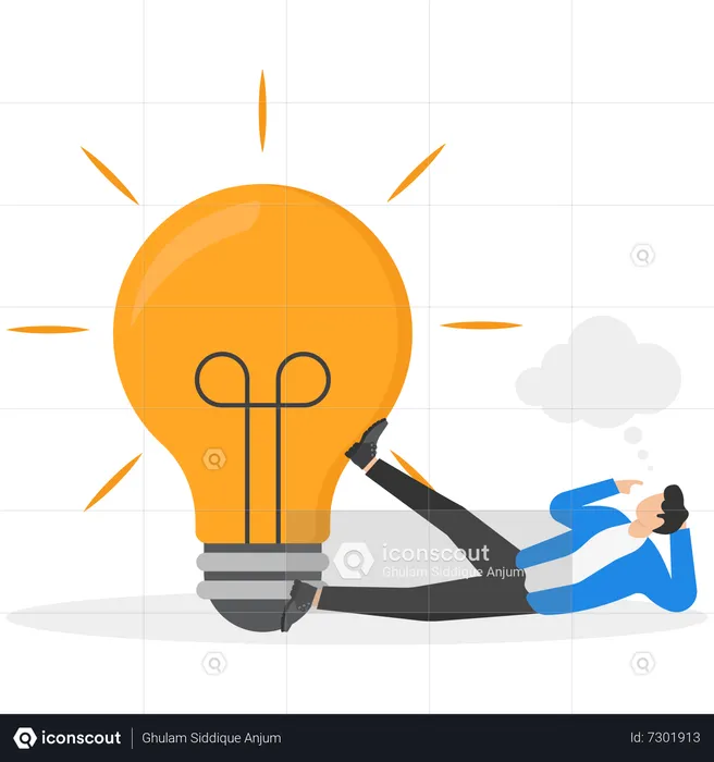 Businessman support bulb and thinking about new idea  Illustration