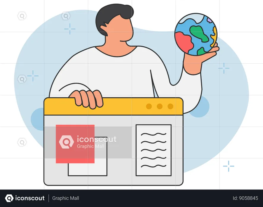 Businessman surfing web browser  Illustration