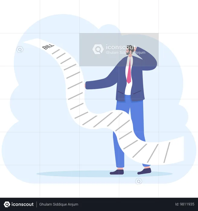 ビジネスマンは請求書を受け取ったことに驚いたり予想していなかったりする  イラスト