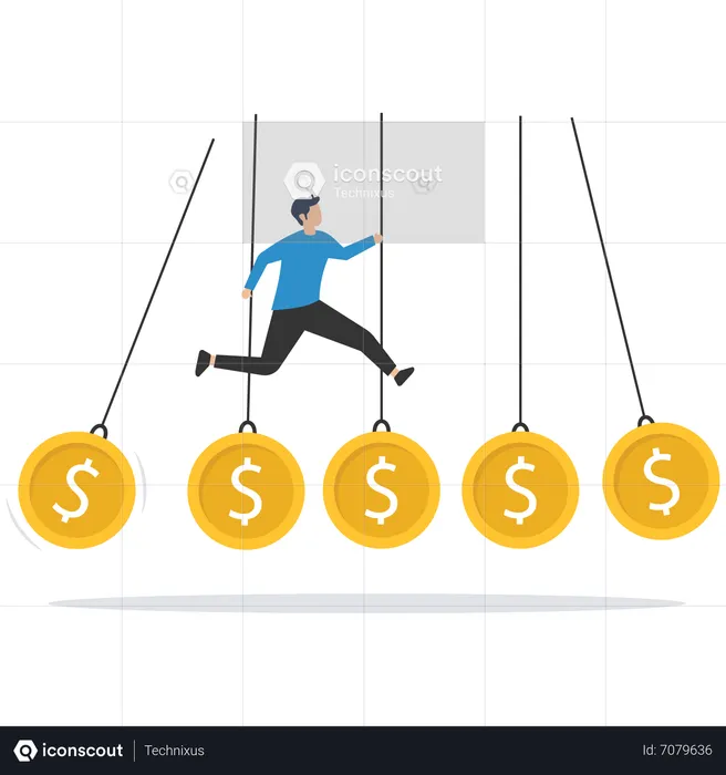 Businessman swinging pendulum with dollar sign  Illustration