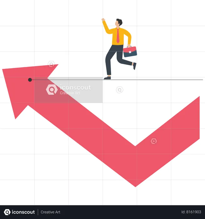 Businessman takes a shortcut to reach highest point the arrow  Illustration