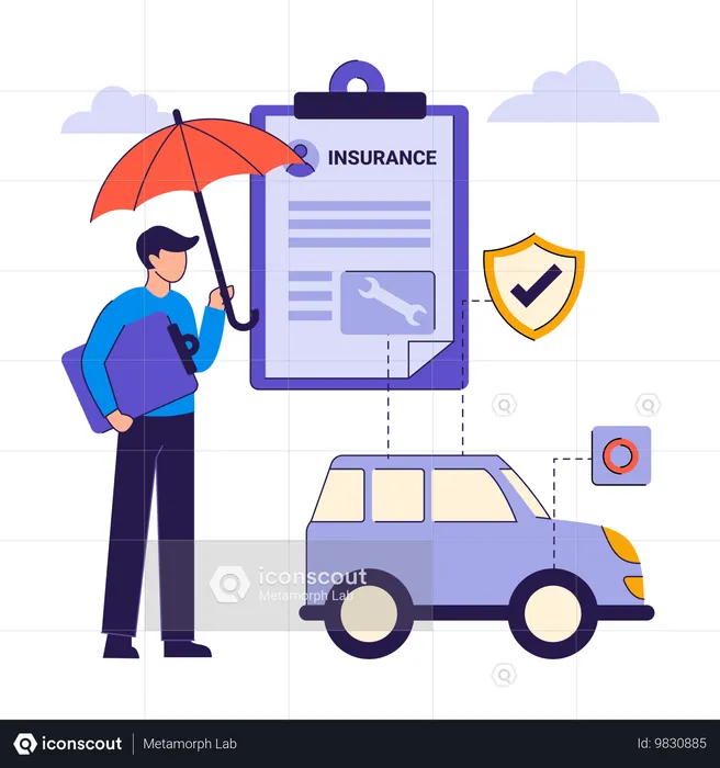 Businessman takes car insurance  Illustration