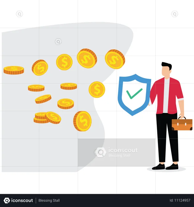 Businessman taking financial insurance  Illustration