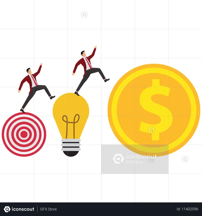 Businessman taking high jump for target achievement  Illustration