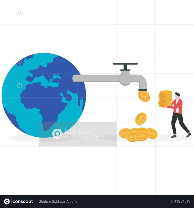 Businessman Taking money from earth  Illustration