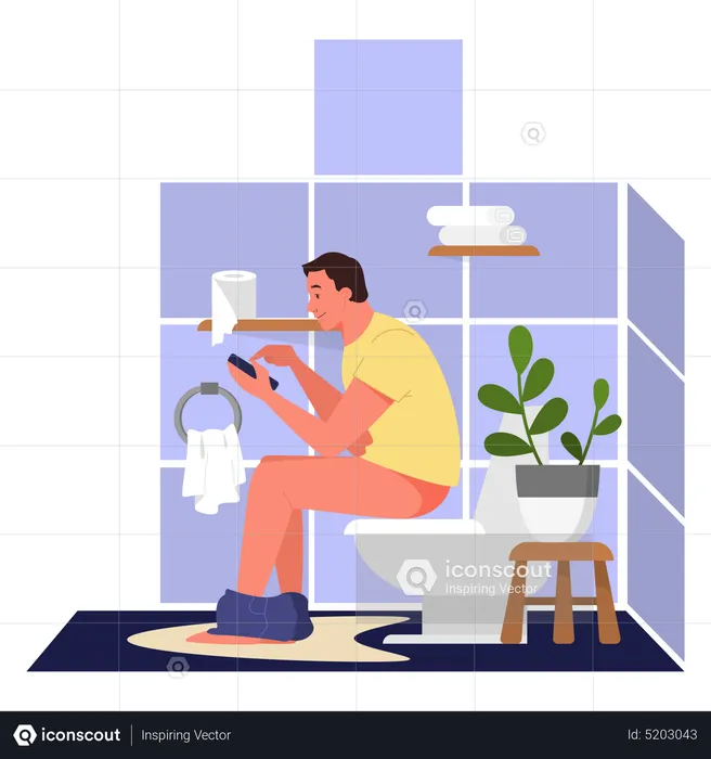 Businessman taking poop in the morning  Illustration