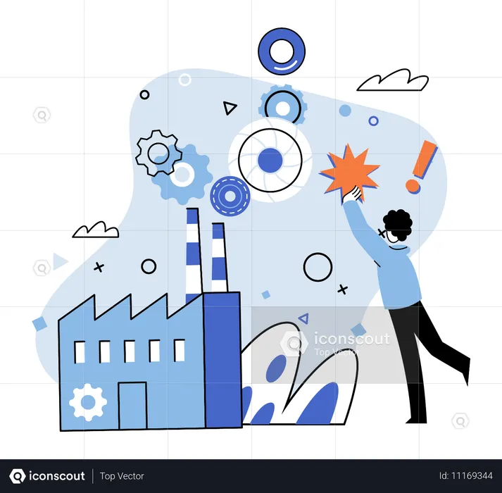 Businessman taking production decision  Illustration