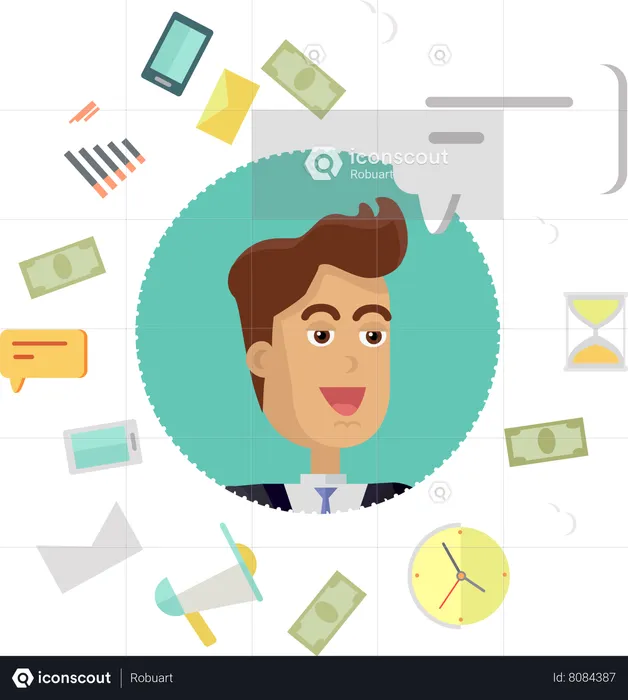Businessman talking about business creative office work  Illustration