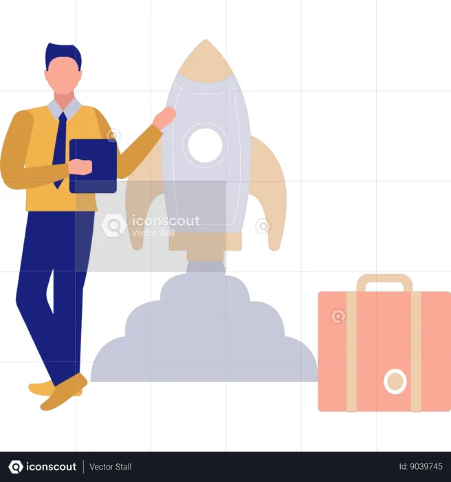 Businessman talking about business marketing  Illustration