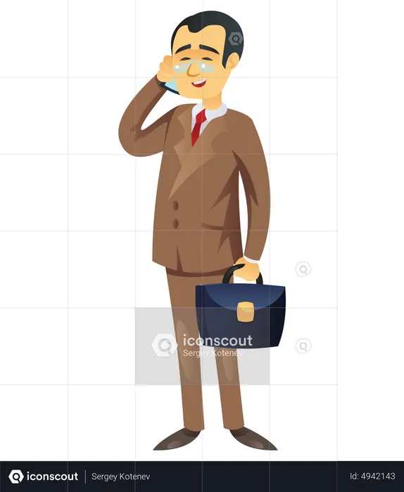 Businessman talking on mobile  Illustration