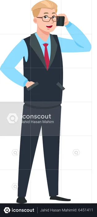 Businessman talking on mobile  Illustration