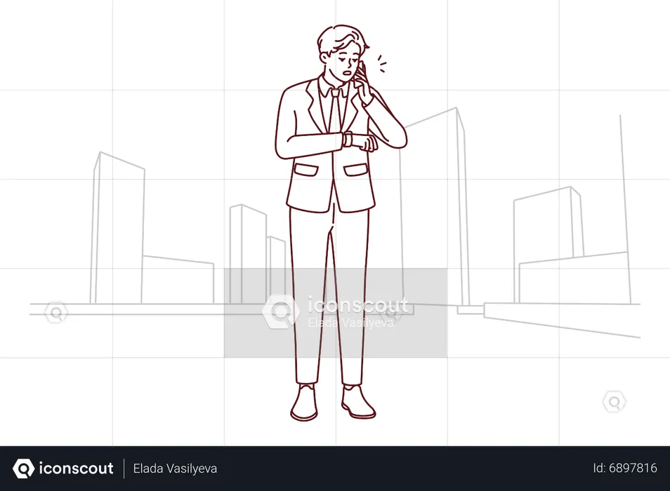 Businessman talking on phone  Illustration