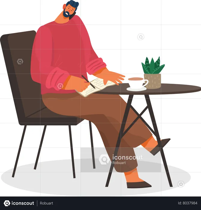 Businessman Talking on Phone in Coffeehouse  Illustration