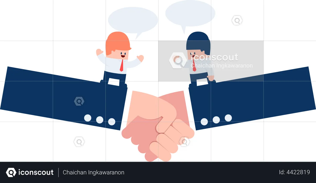 Businessman talking with partnership on a handshake  Illustration