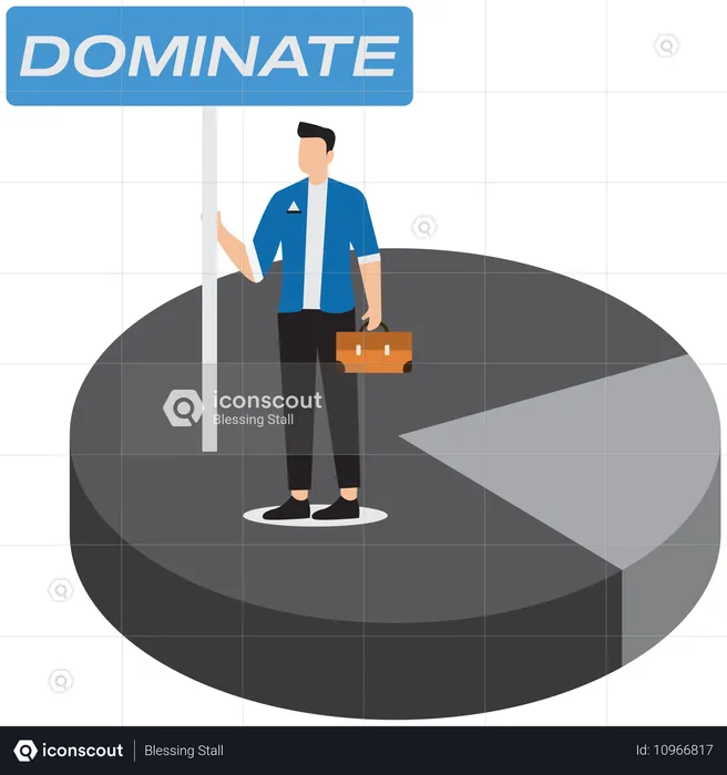 Businessman telling about market domination  Illustration