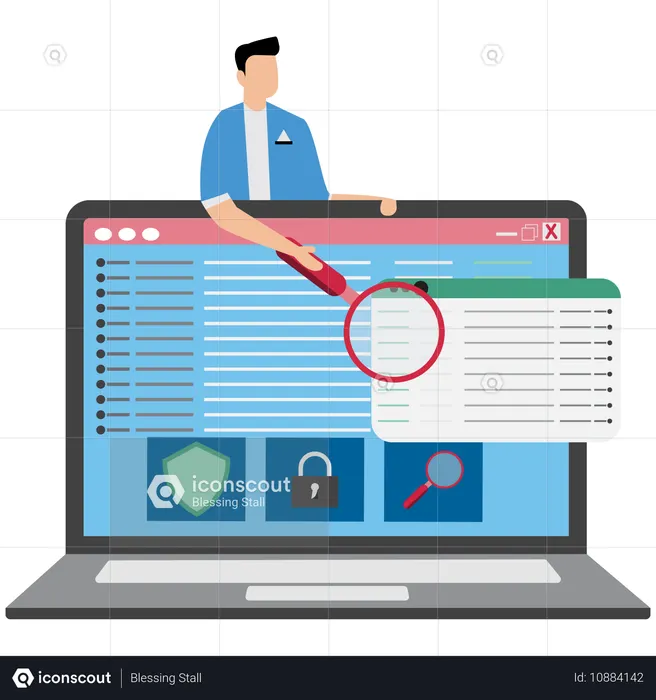 Businessman testing binary coding  Illustration