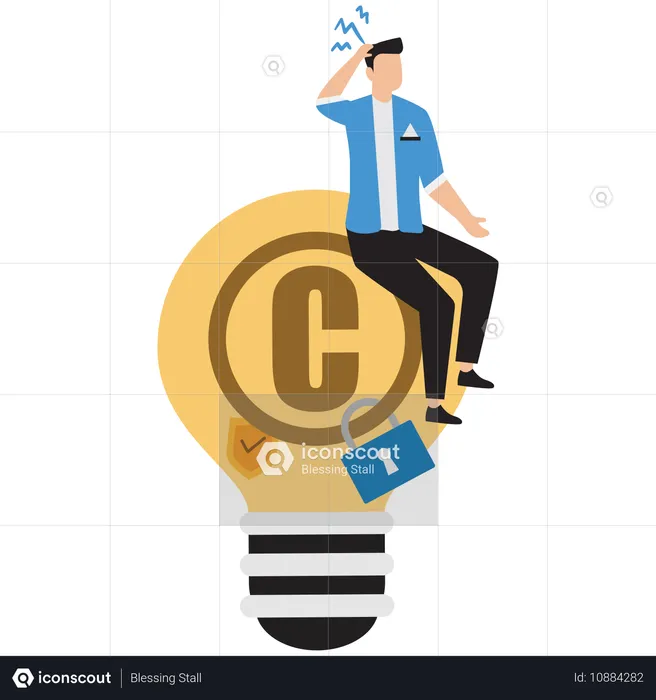 Businessman thinking about business idea  Illustration