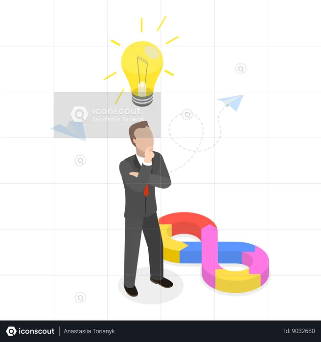 Businessman thinking about idea for business growth  Illustration
