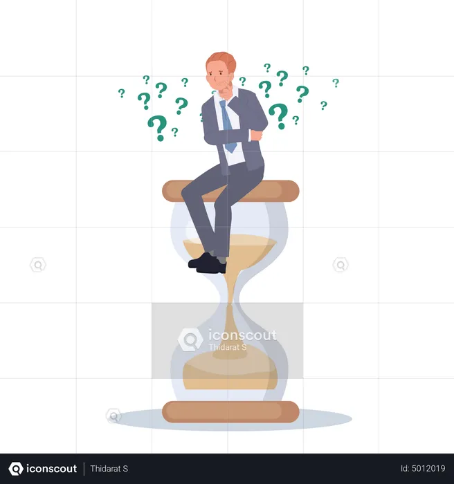 Businessman thinking about time  Illustration