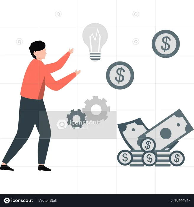 Businessman thinking about to grow business  Illustration