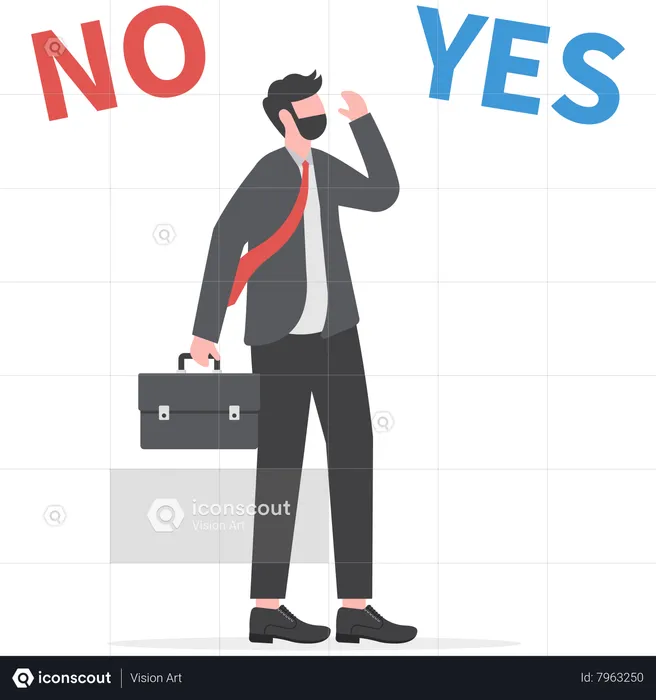 Businessman thinking and make decision for business or career question  Illustration