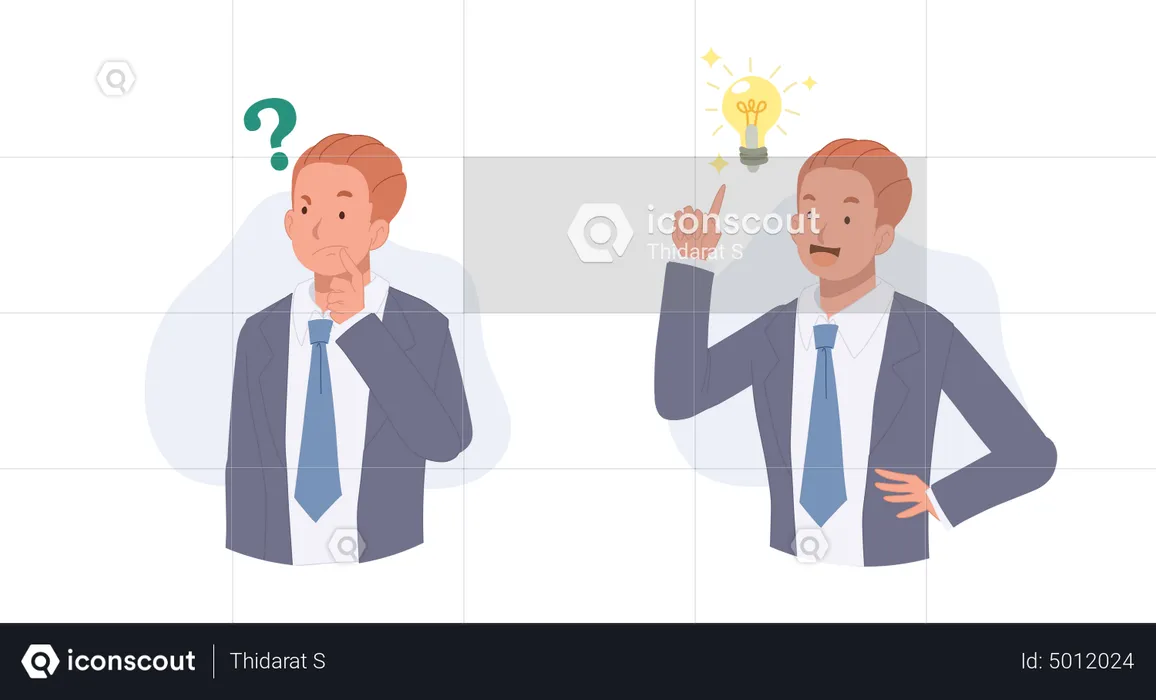 Businessman thinking of solution for idea  Illustration