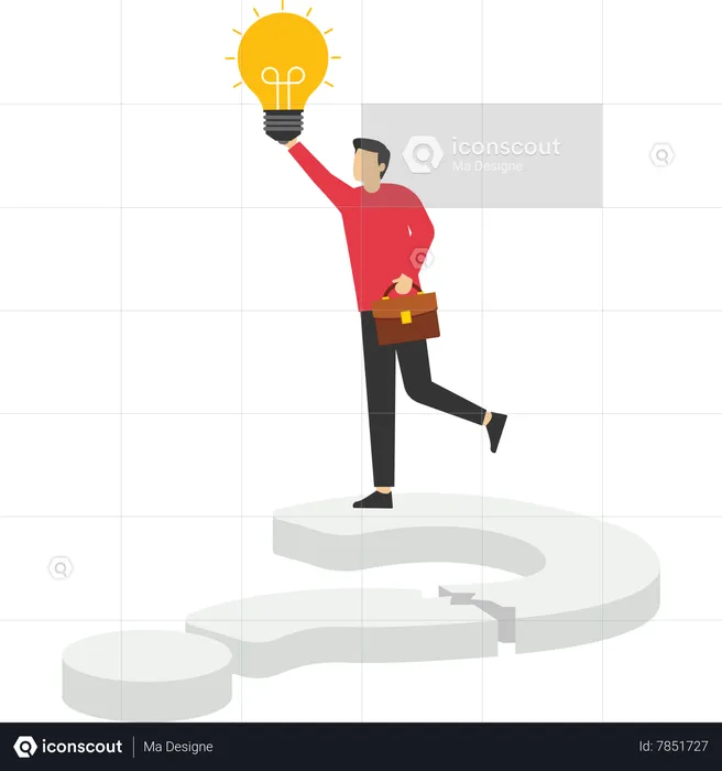 Businessman thinking on broken question mark  Illustration