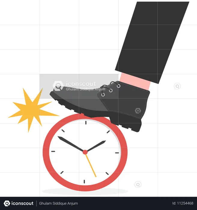 Businessman throwing clock in trash basket  Illustration