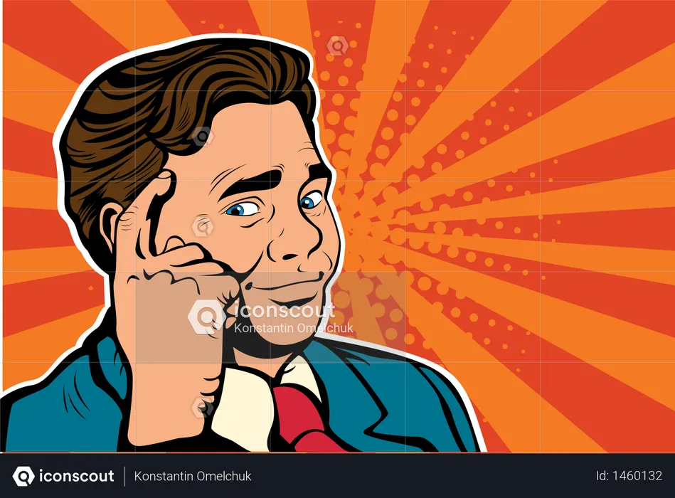 Businessman throws his finger to his head.  Illustration