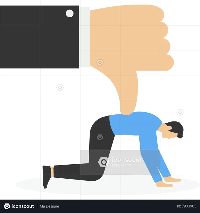 Businessman thumbs down to failing to work  Illustration